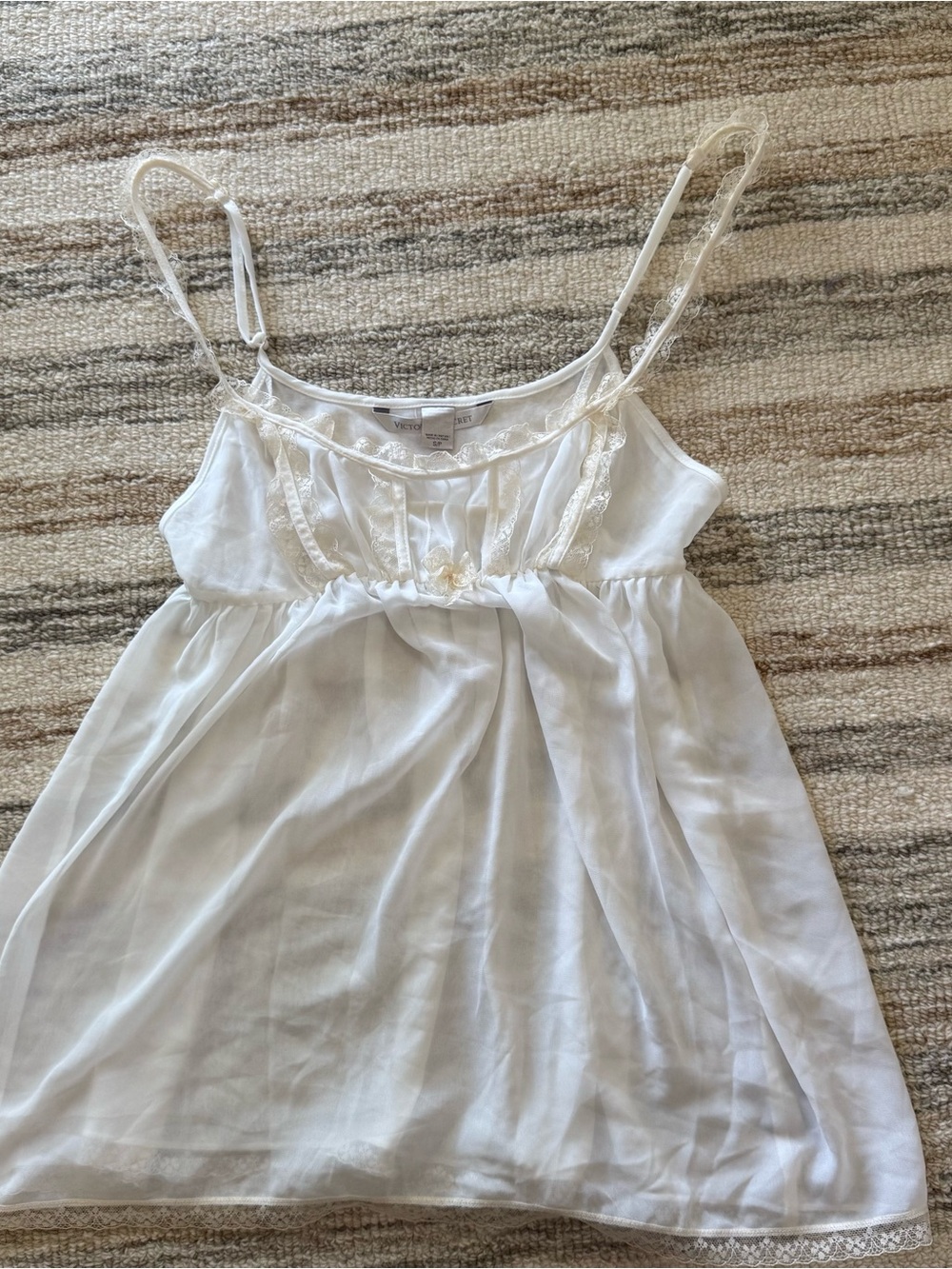 Victorias Secret White Milkmaid Babydoll Sheer Lace Mini Nightgown